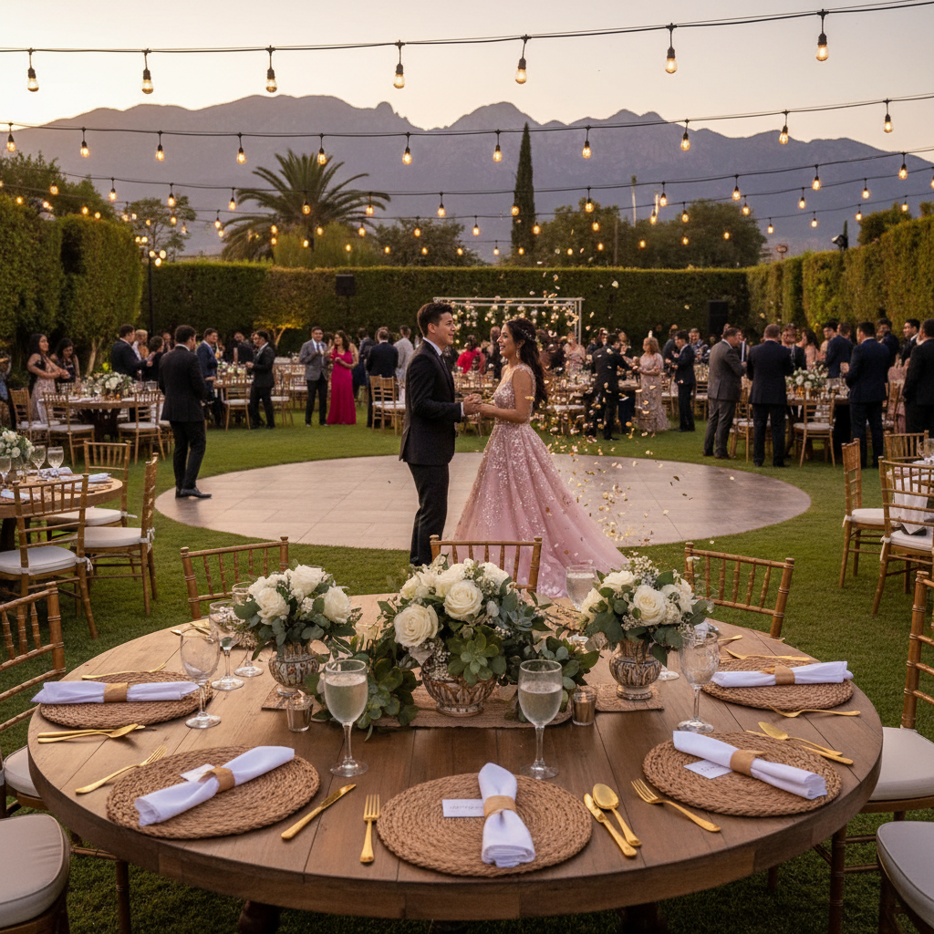 Jardín para fiesta de XV años en las afueras de Monterrey