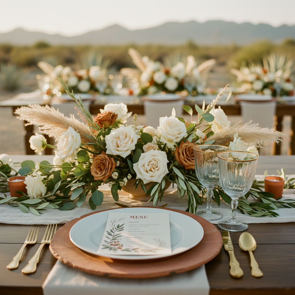 Detalle de decoración en una boda en jardín de Monterrey
