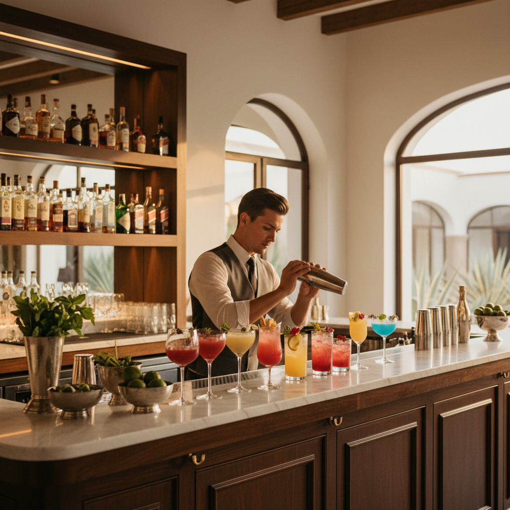 Barra libre para boda en México con cocteles coloridos