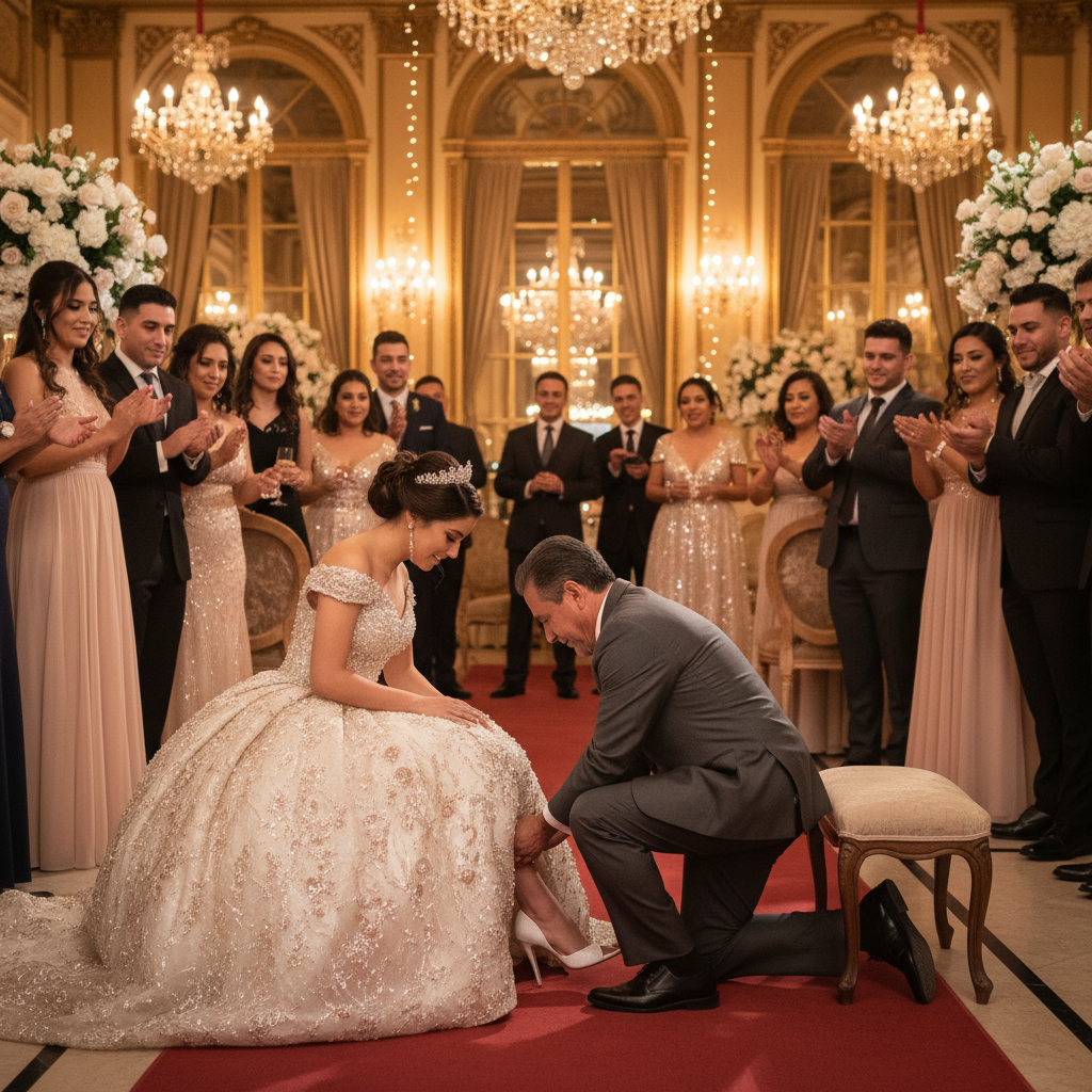 cambio de zapatillas en vals de quince anos salon en mexico